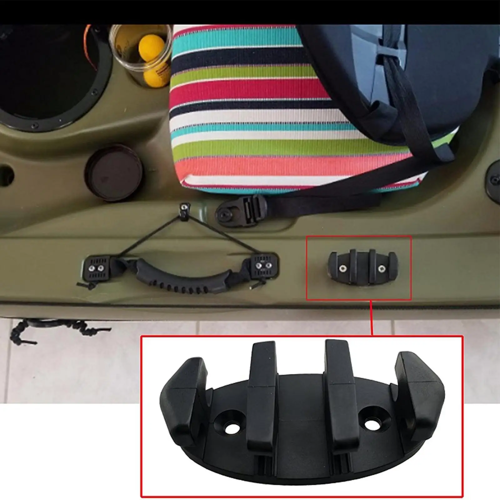 Kayak Anchor Trolley Kit with Rope Nuts Pulleys Rivets Screws Pad Eyes Deck Rigging Set Marine Accessories