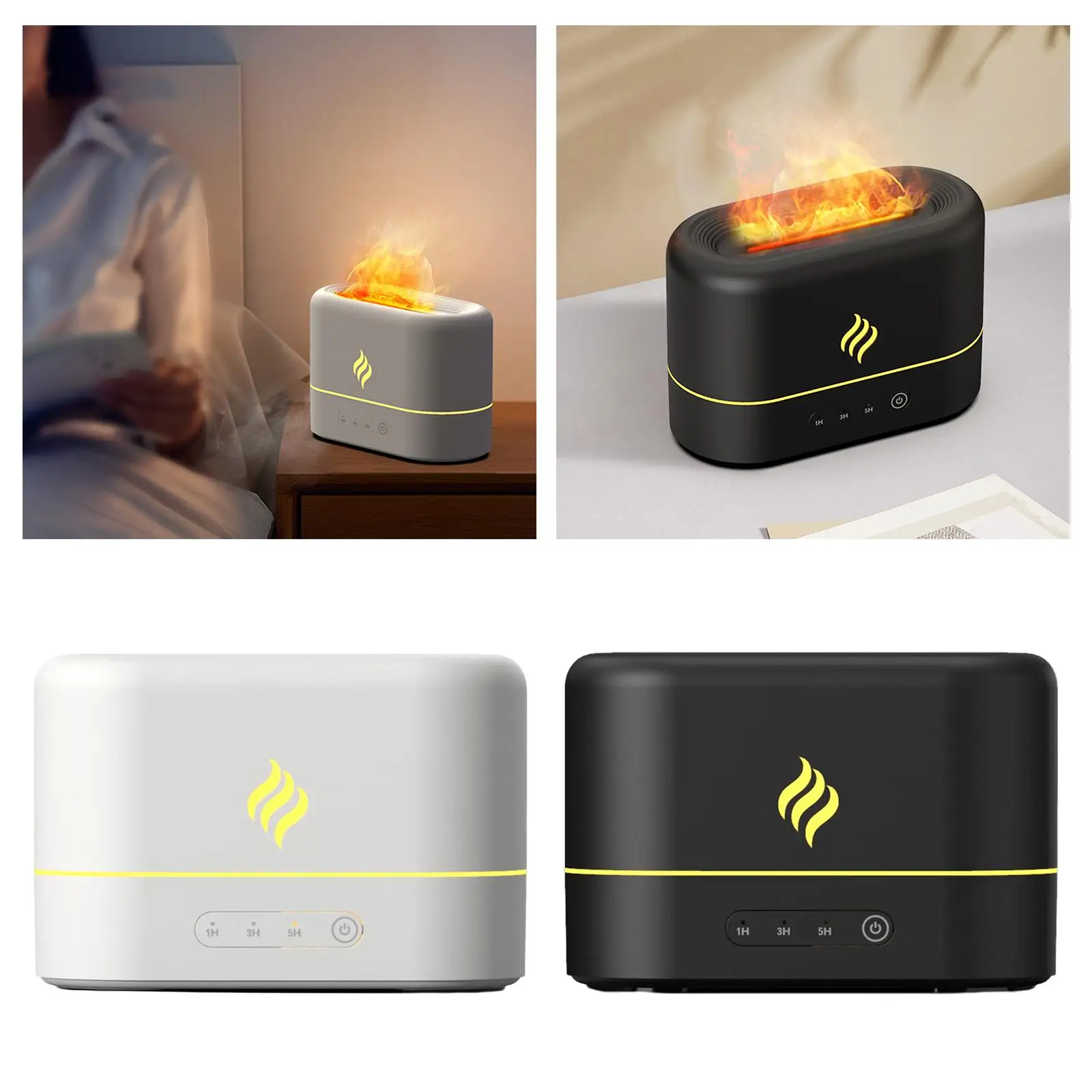 Small Cool Mist Humidifier Auto Shut Off Colorful Lighting Simulation Flame Lightss Aroma Diffuser for Office Car