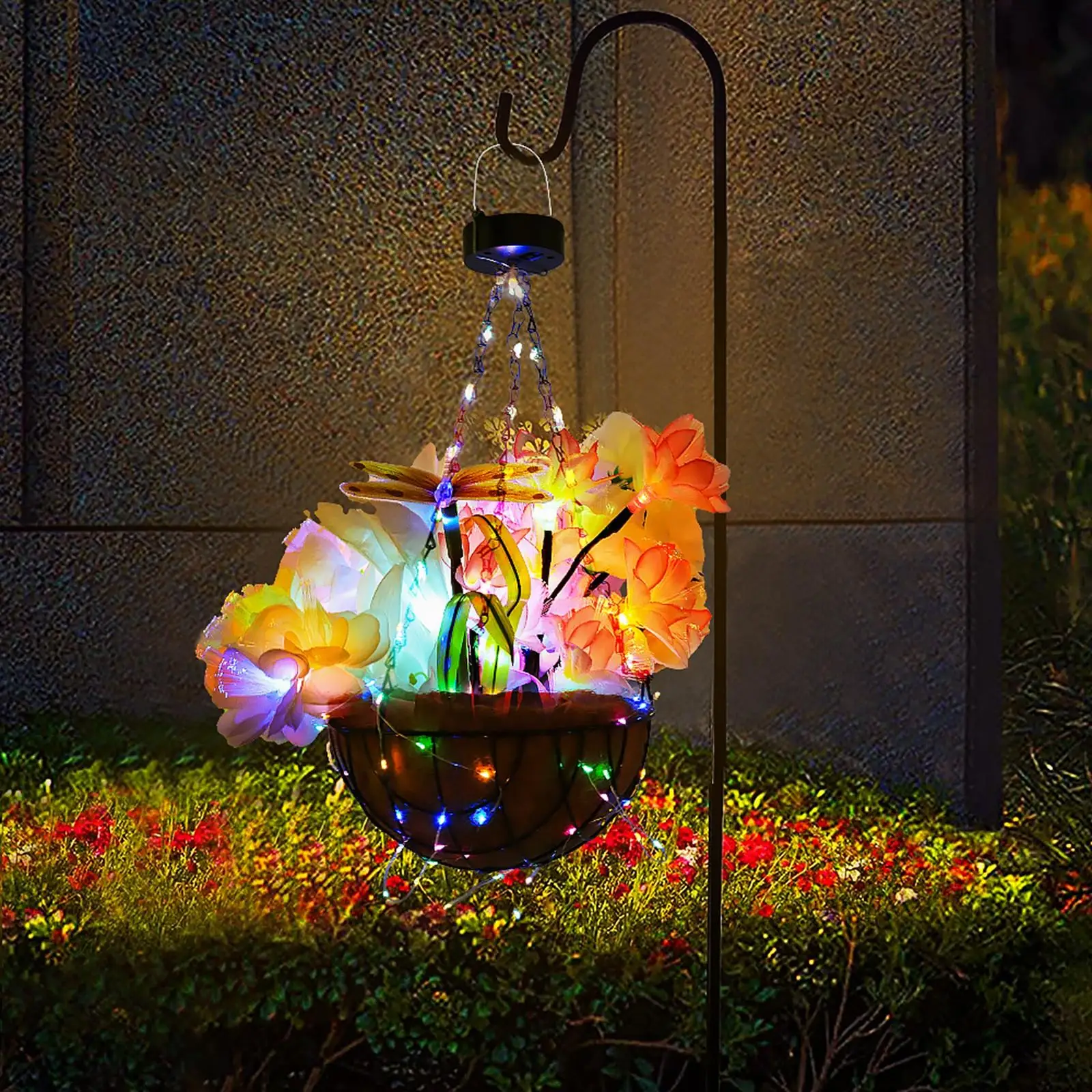 Creative Basket String Lights Flower Solar Powered LED Lights Lamp Waterproof DIY for Garden Decor Decoration Outdoor Tree Lawn