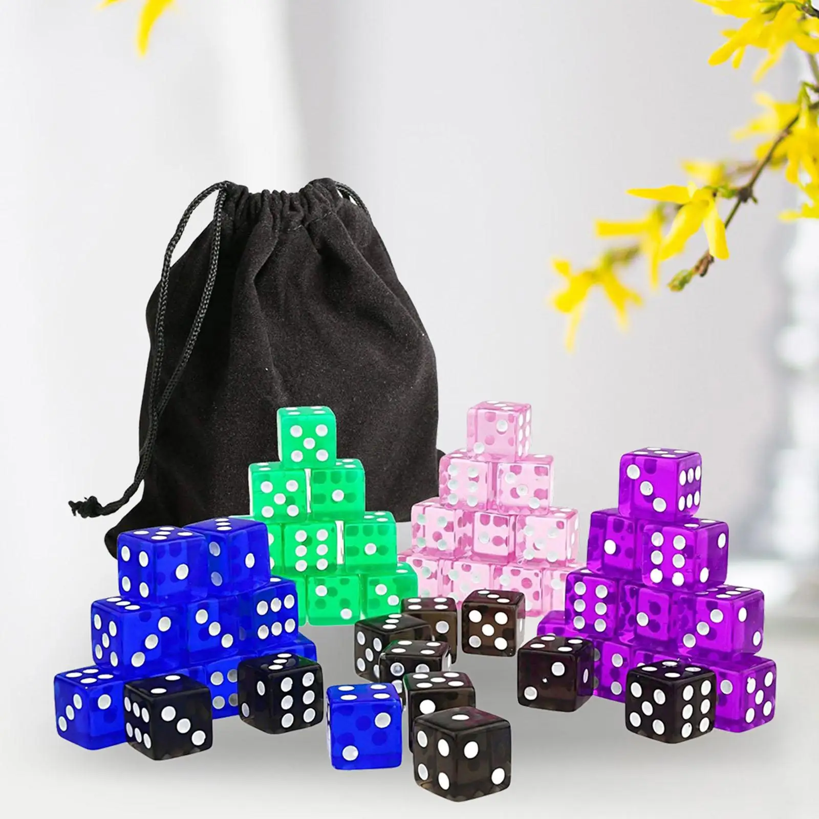 50x 6 Sided Dices Playing Dices Game Dices Colored Dices Math Teaching Toy Party Supplies 16mm Dices for Role Playing Game