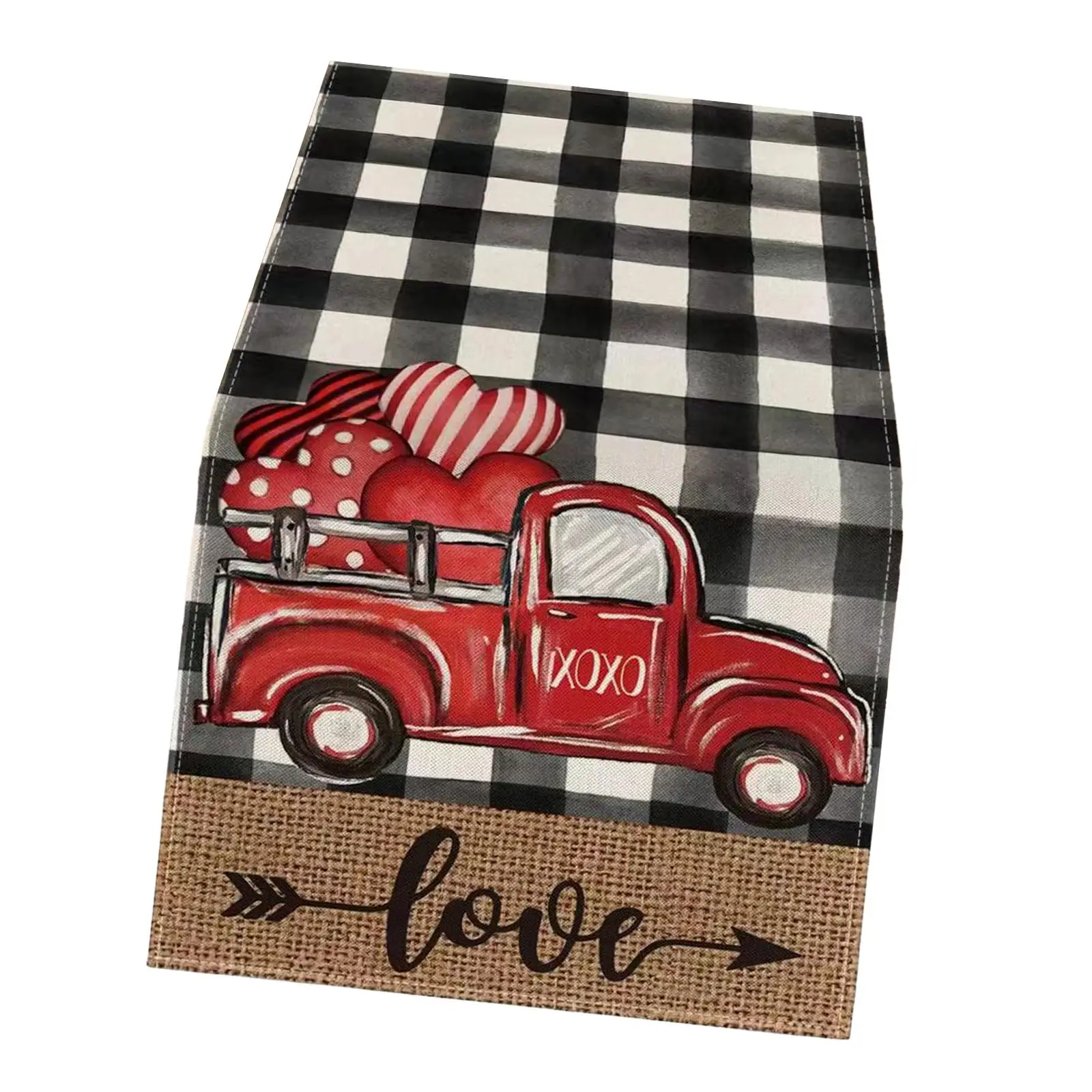 Valentine`s Day Table Runner Wear Resistant 13x72 inch Dining Table Decoration for Farmhouse Desk Cafe Anniversary Wedding