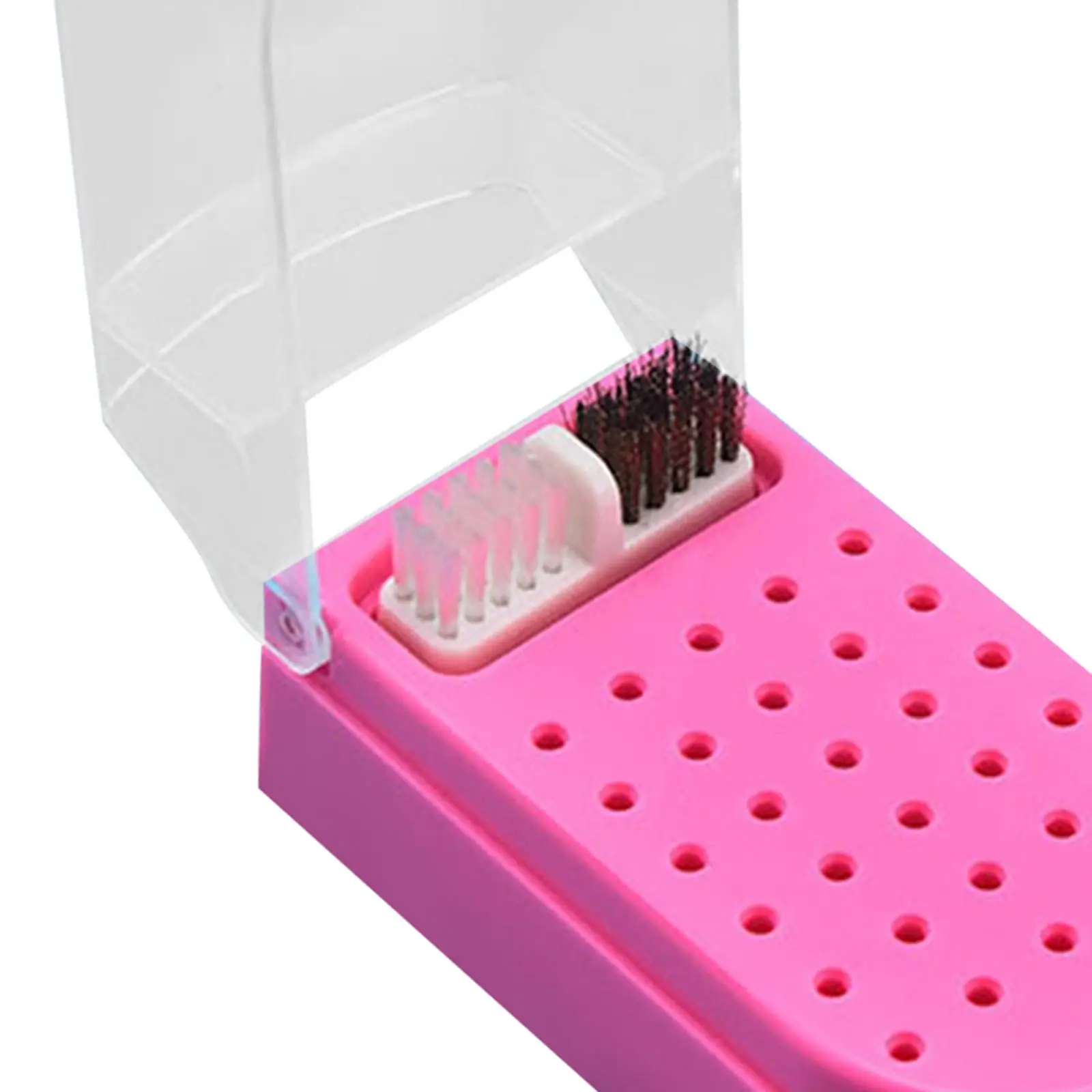Nail Drill Bit Holder with Clear Lid Display Stand Grinding Case Nail Salon Waterproof 30 Holes Stand Case Manicure Accessories