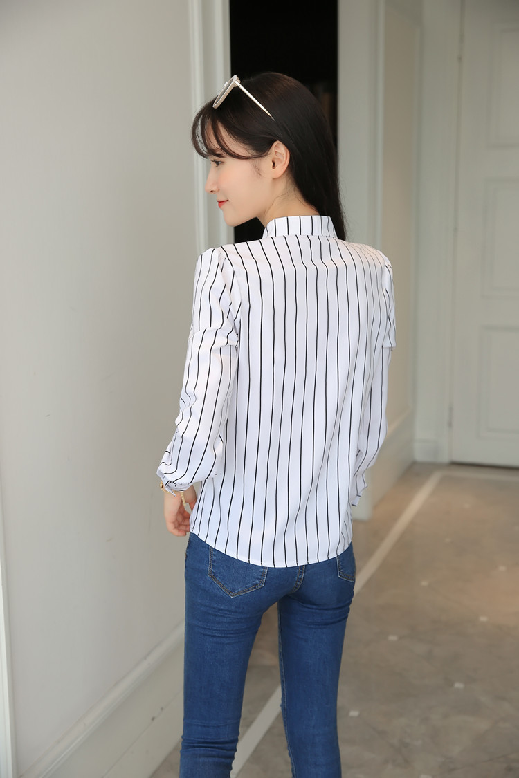 Title 30, Stripe White Women Shirt Korean Fashion Women