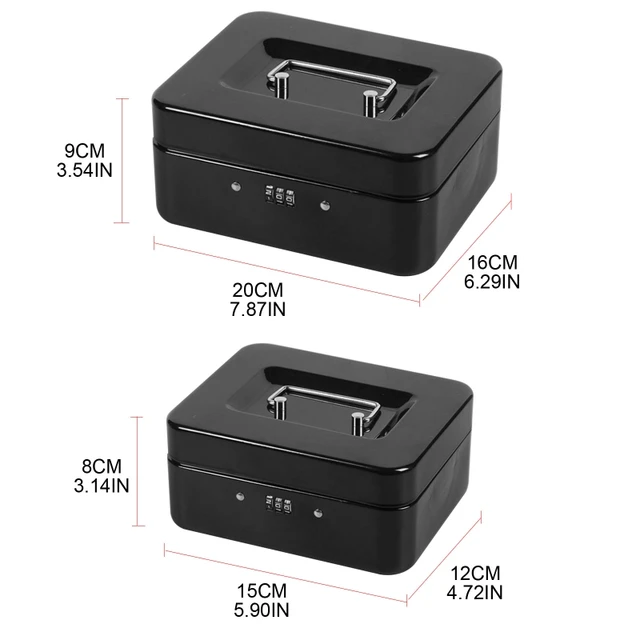 Sgorlds Caja de dinero de metal con bandeja y cerradura de llave, cajas de  efectivo con bloqueo escalonado, caja de seguridad duradera con llave, 4