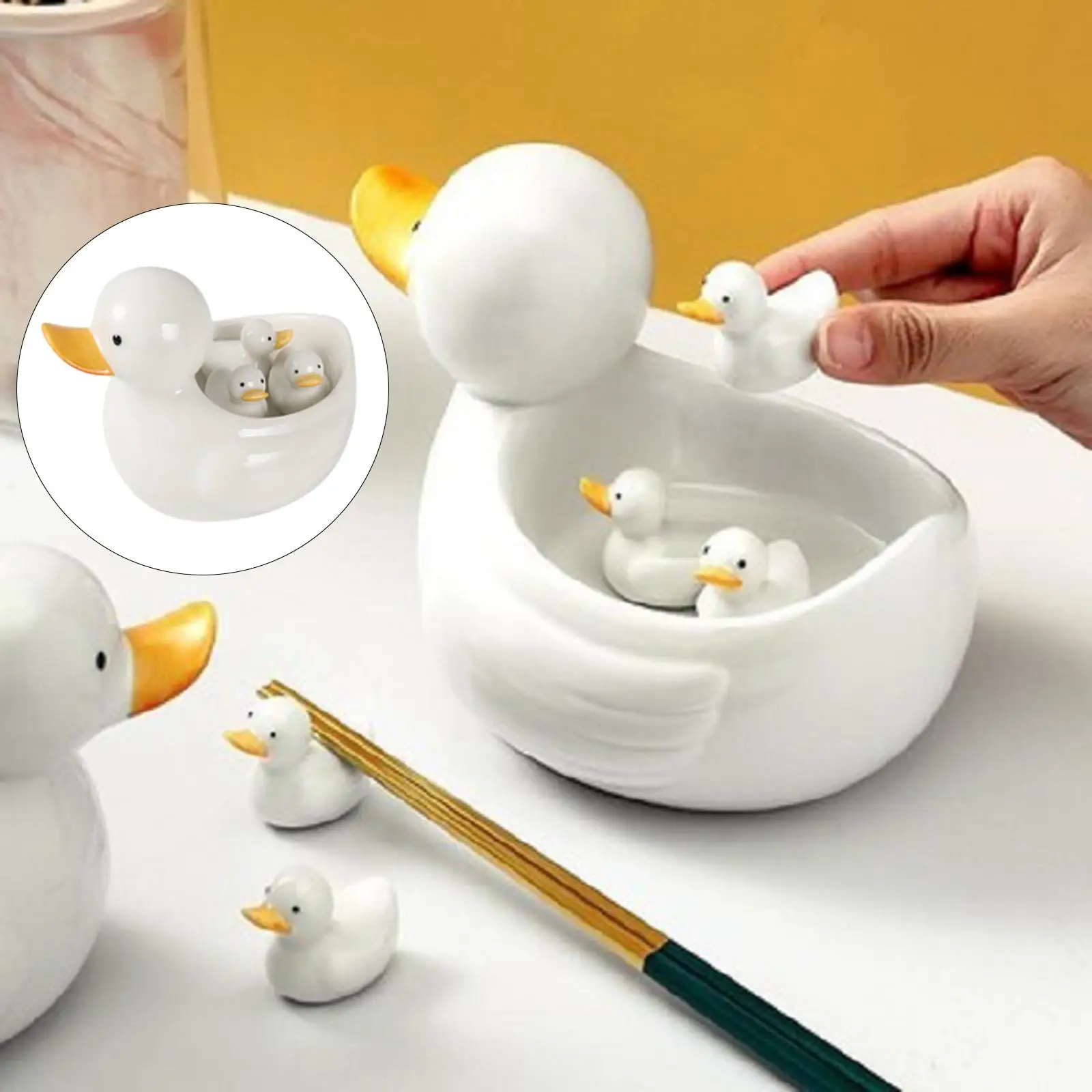 Ceramic Chopsticks Stand Rest Rack Table Decors Exquisite Creative duck Pattern Spoon Fork Holder for Restaurants Hotels