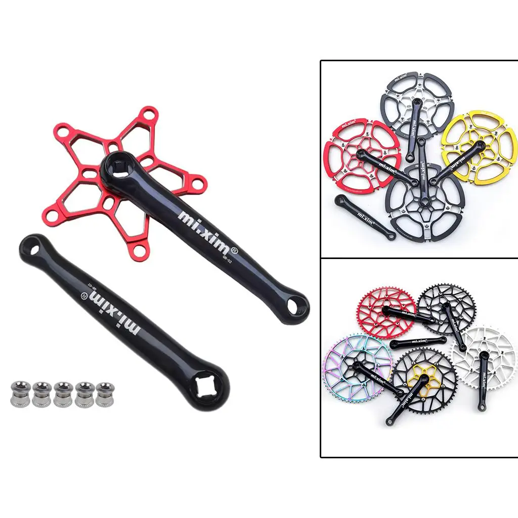 Sturdy Bike Crank Set, Universal 8S 9S 10S 11S 12S  Bicycle Crank  170mm Long Crankset Chainring Bolts Nuts Repair Component