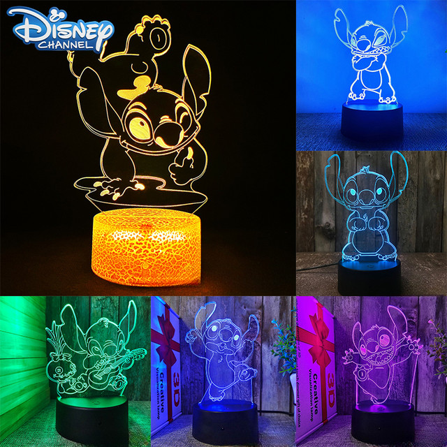 Disney Lio & Stitch lampada 3d Anime Crystal Stitch Night Light per bambini  giocattolo 7 colori Little Monster Neon Lampara Model Brand Light -  AliExpress