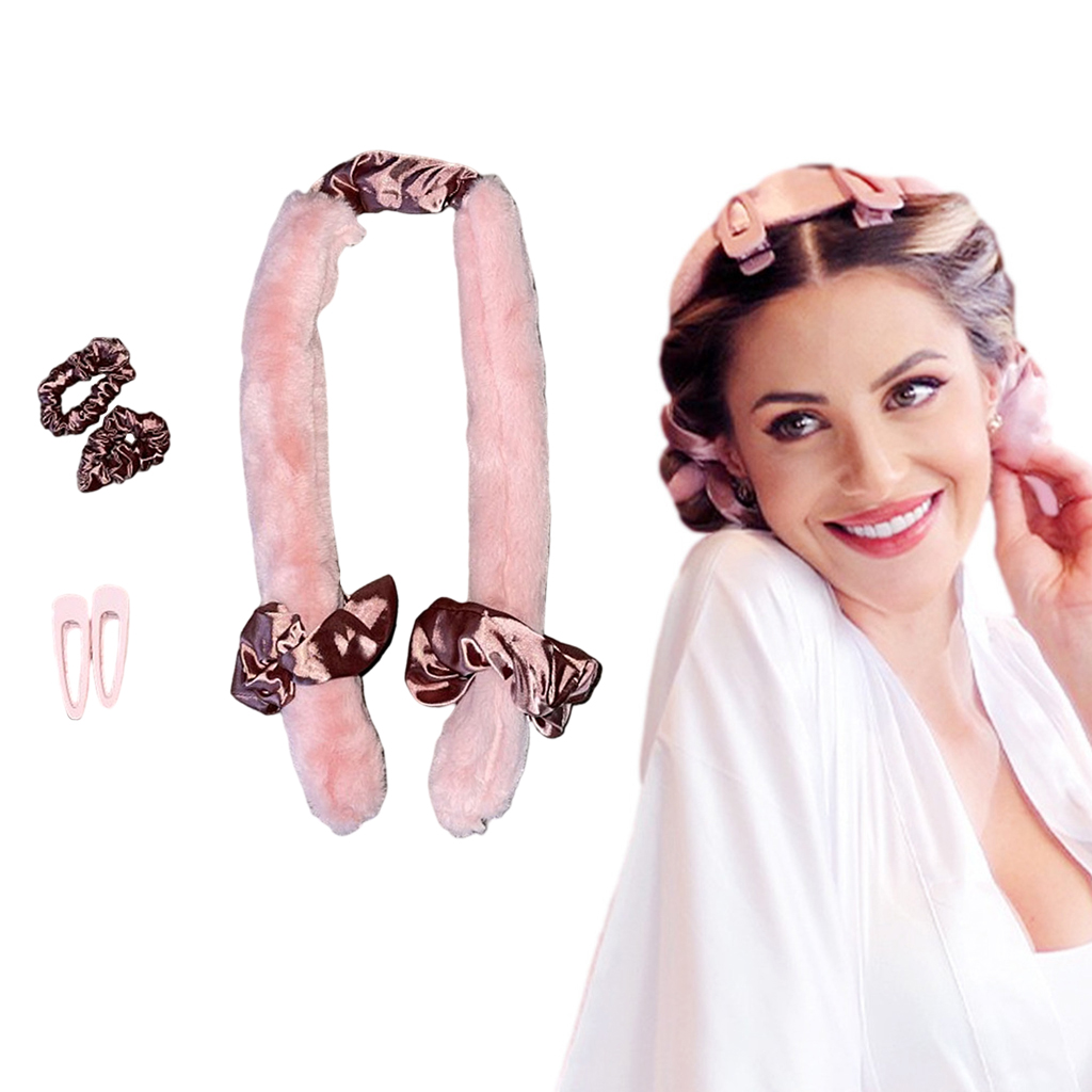 No Heat Hair Curlers Soft Silk Headband Rollers Sleep In Overnight Natural Hairstyle with 2 Hair Loops 2 Hair Clip