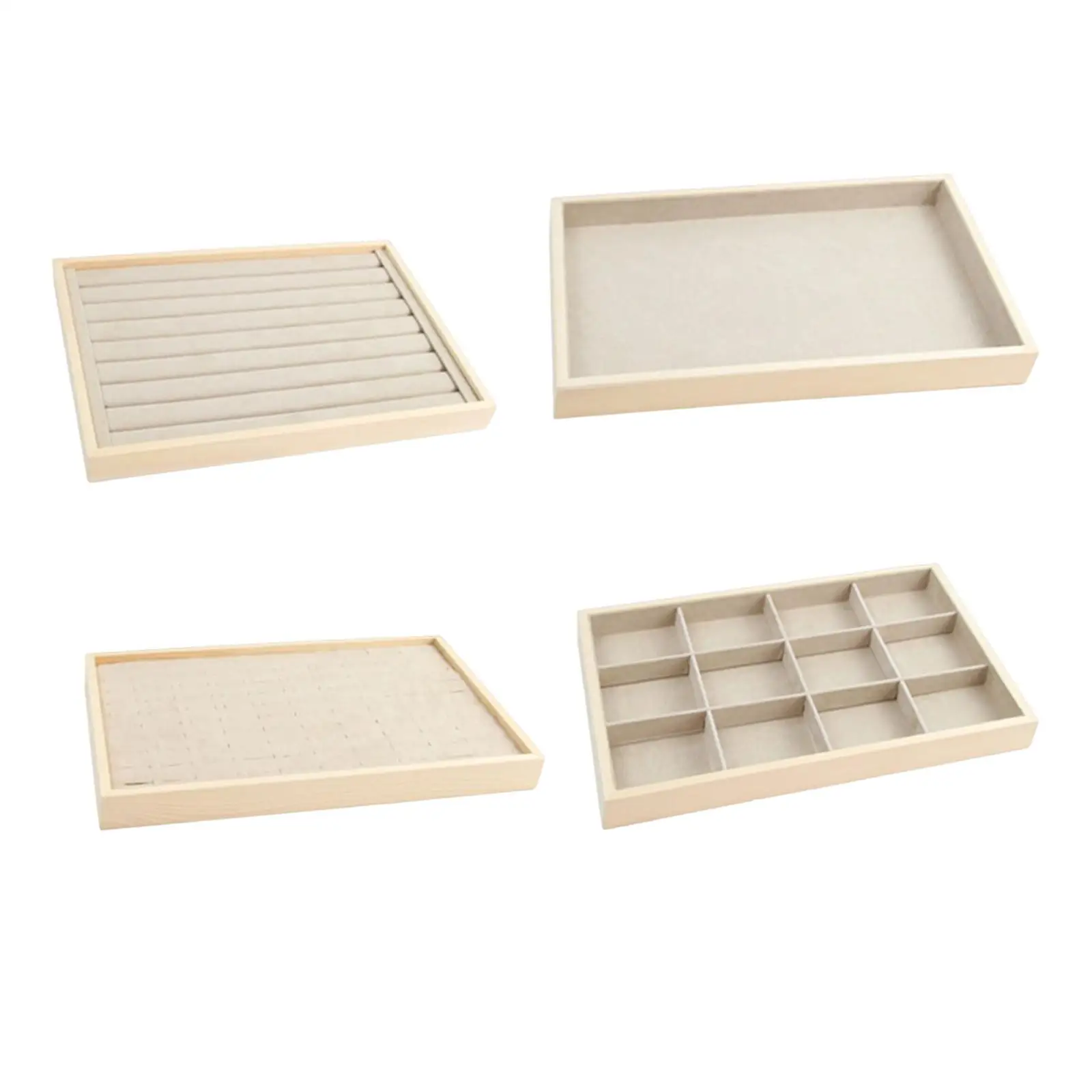 Stackable Jewelry Tray Oragnizer Storage Display Inserts Box Container Showcase Wood for Necklace Bracelet Anklets Ring Drawers