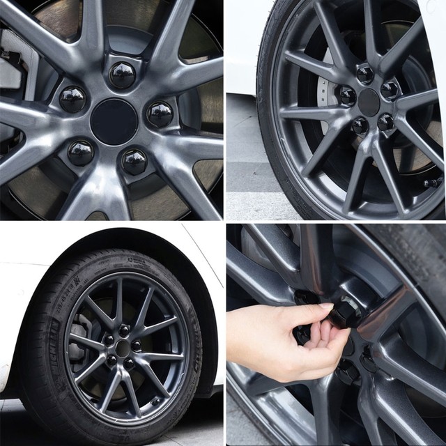 Kit Capuchons De Roue Pour Tesla Model 3/Y/S/X - Protection Anti-rayures, Anti-poussière - Inclut Écrous Et Valve
