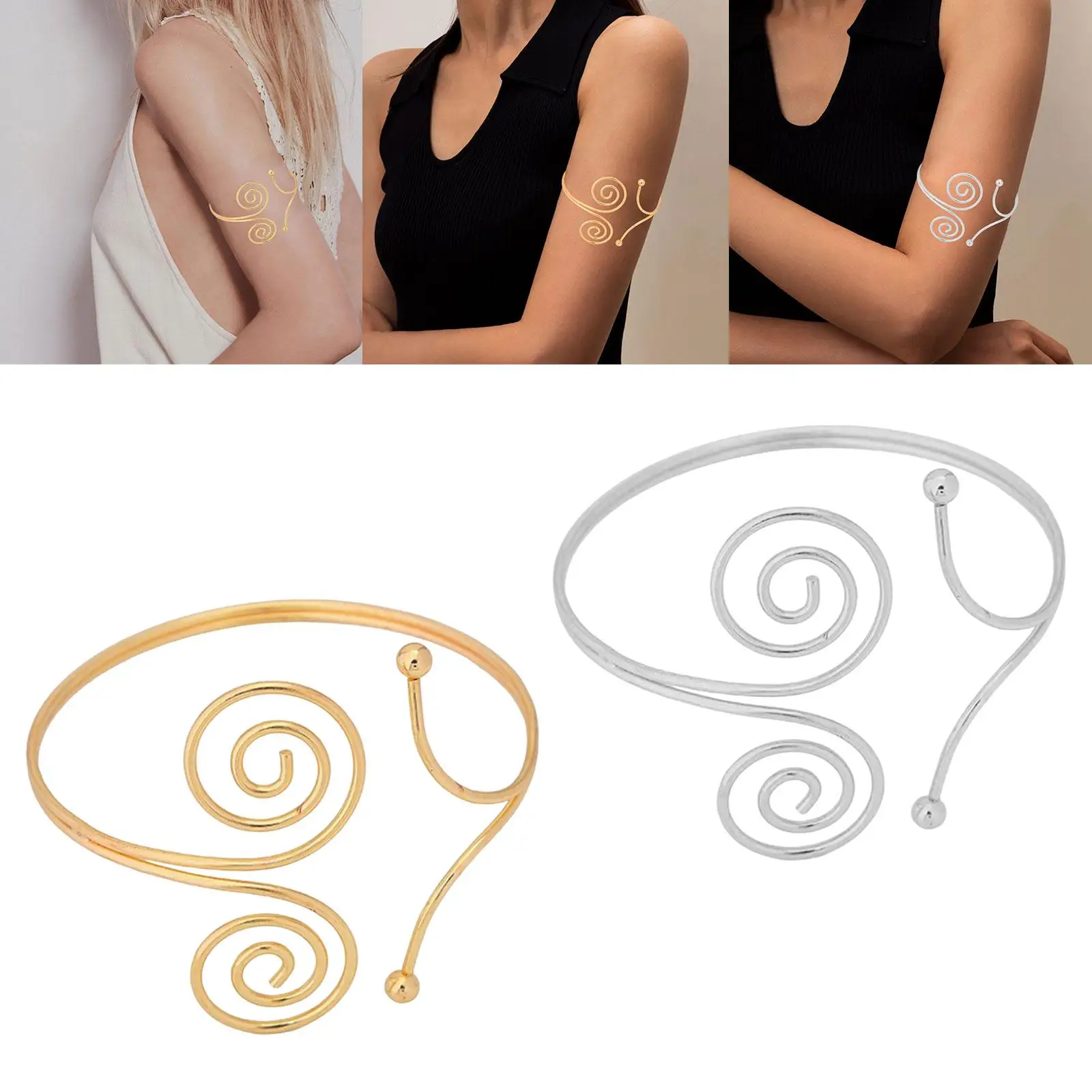 Coiled Spiral Upper Arm Cuff Bracelet Bangle Adjustable Armlet for Everyday wearing Festival Wedding Party Make You Charming