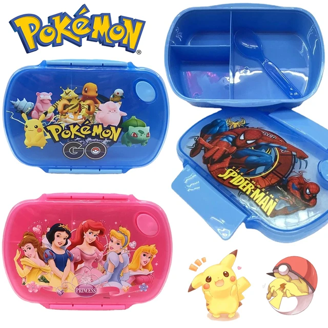 Pokemon Compartment Bento Box Pikachu Anime Stainless Steel Dinner Plate  Cute Lunch Box Bag Portable Insulated