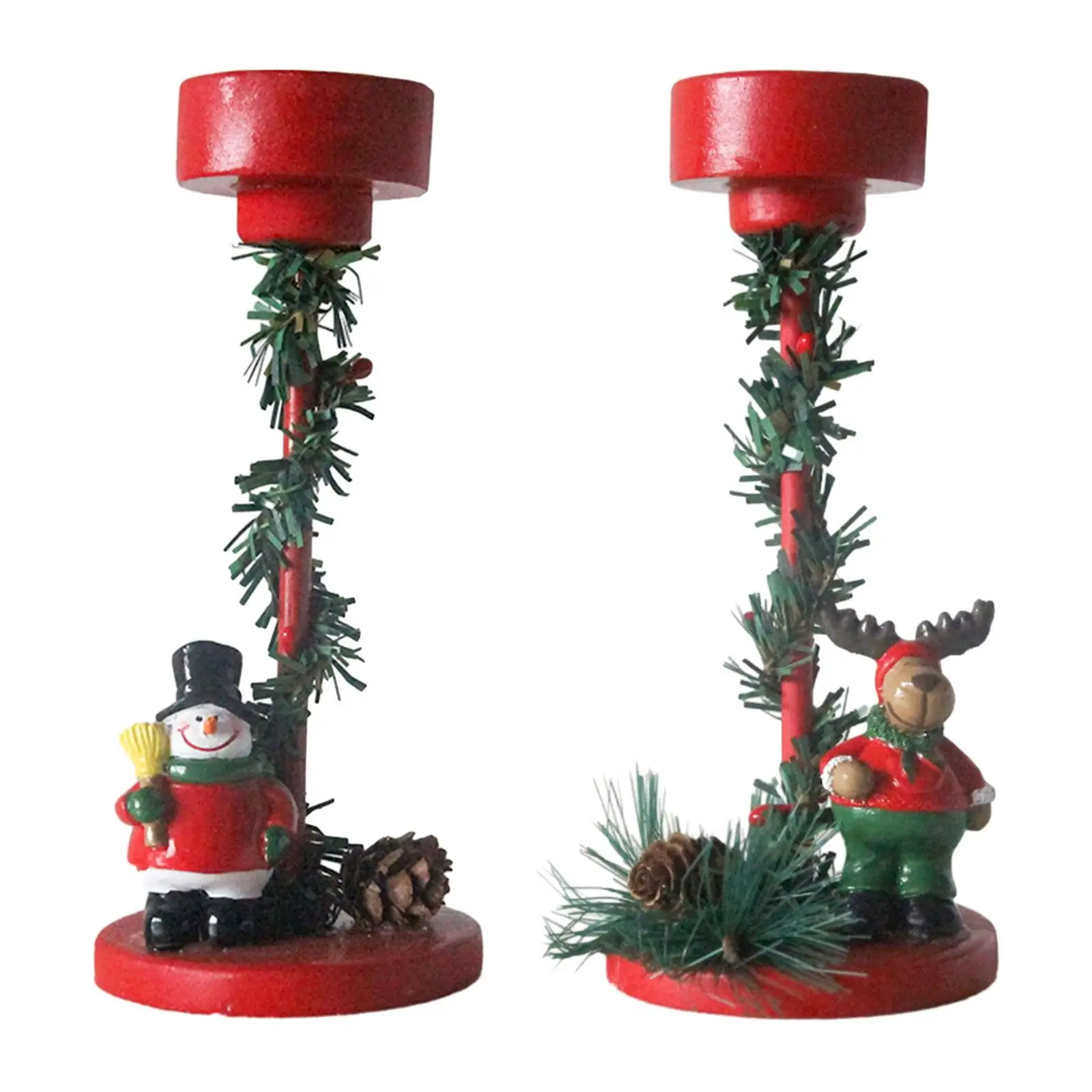 Christmas Candle Holder Festival Holiday Desktop Party Decor Pillar Candle Holder Candles Stand Candlestick Christmas Decoration