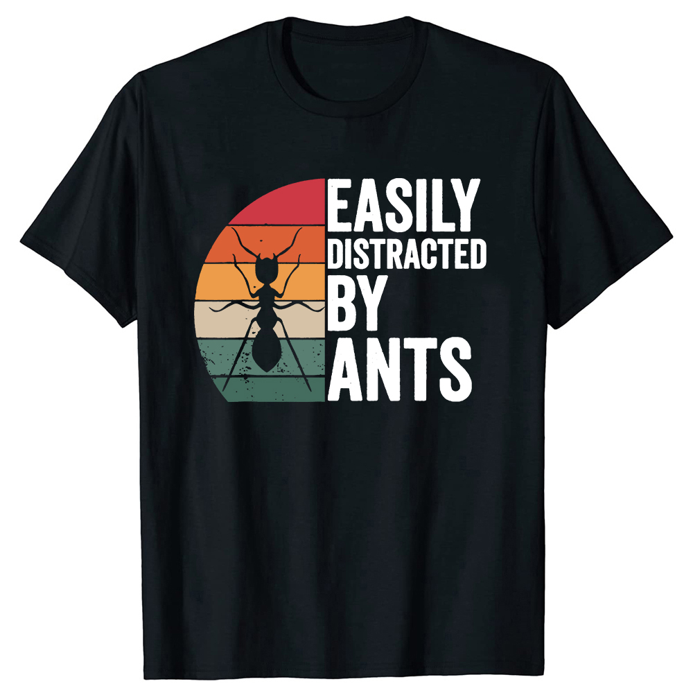 Lustig leicht abgelenkt von Ameisen Insekten Ameisen halter Farm T-Shirts Sommer Stil Grafik Baumwolle Streetwear Ameisen Geschenke T-Shirt Männer – Detail 2