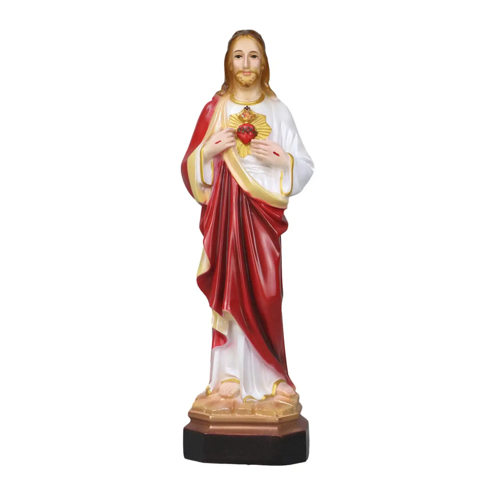 Jesus Resin Figure Catholic Statue Religious Gifts Sculpture Sacred Heart of Jesus Figurine for Shelf Church Livingroom