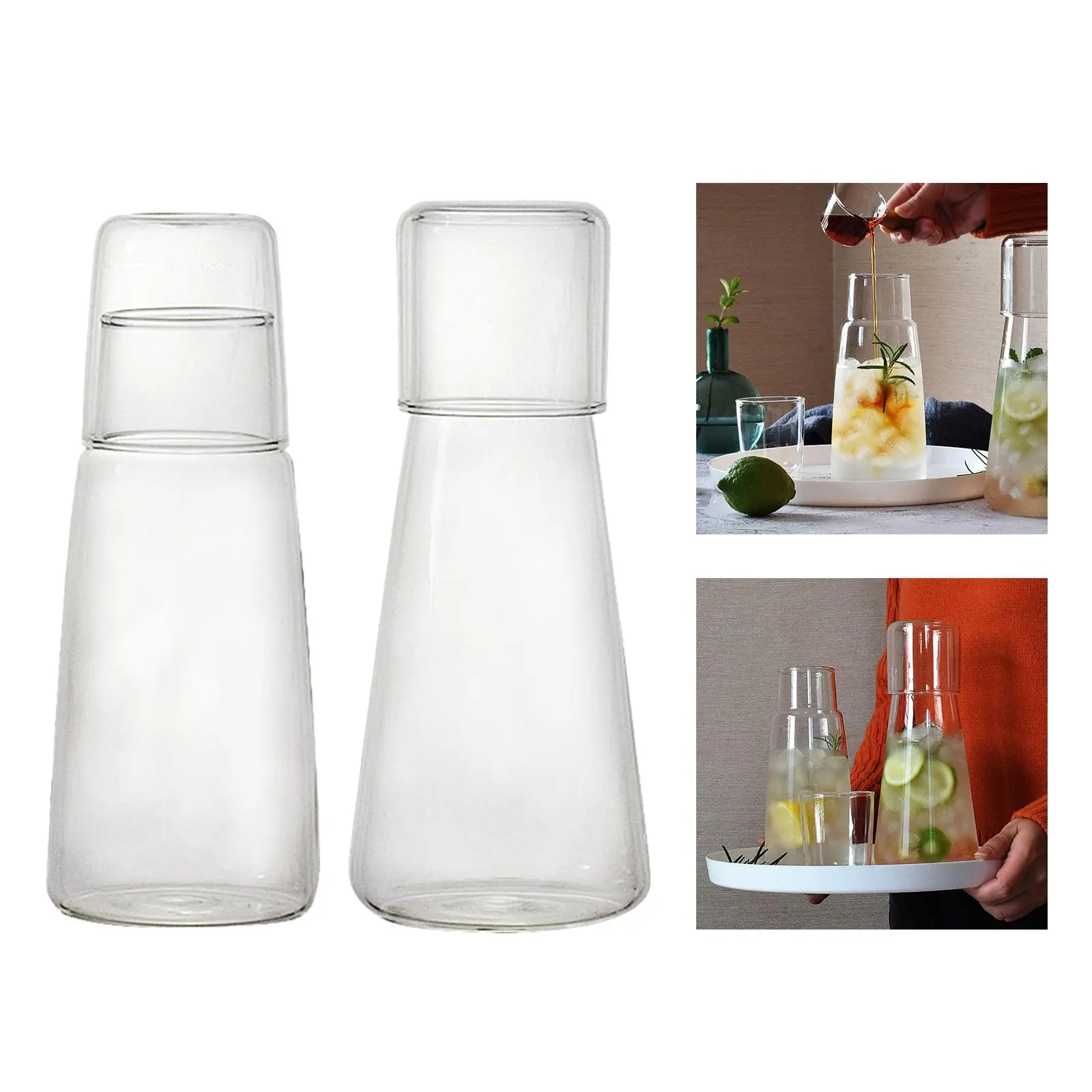 Carafe Water Jar Clear and Cup Cold Water Bottle Containers Cold   Jug  Lemonade coffee with water Housewarming Gifts