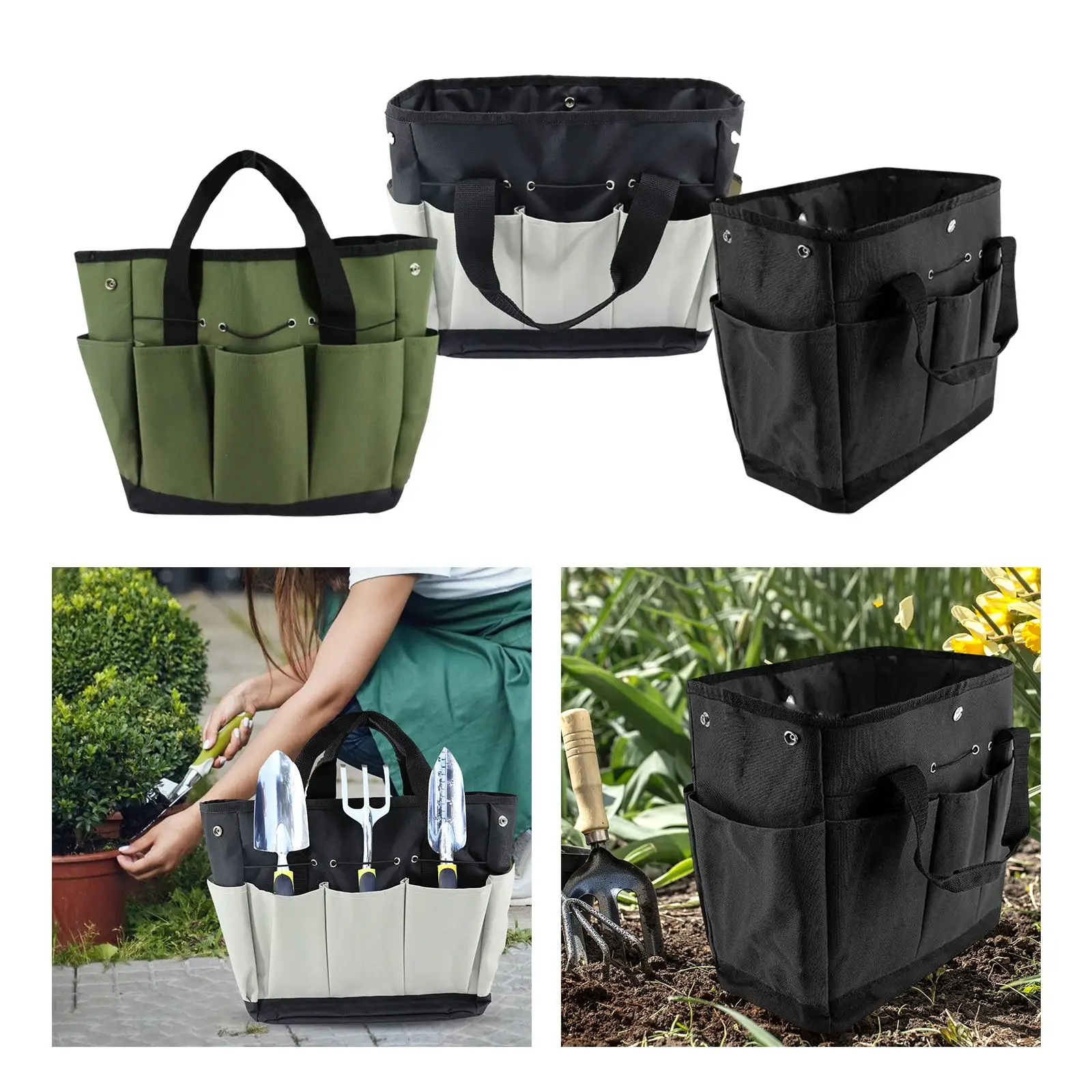 Heavy Duty Garden Tool Bag Durable Weaving Handles Strap for Gardening