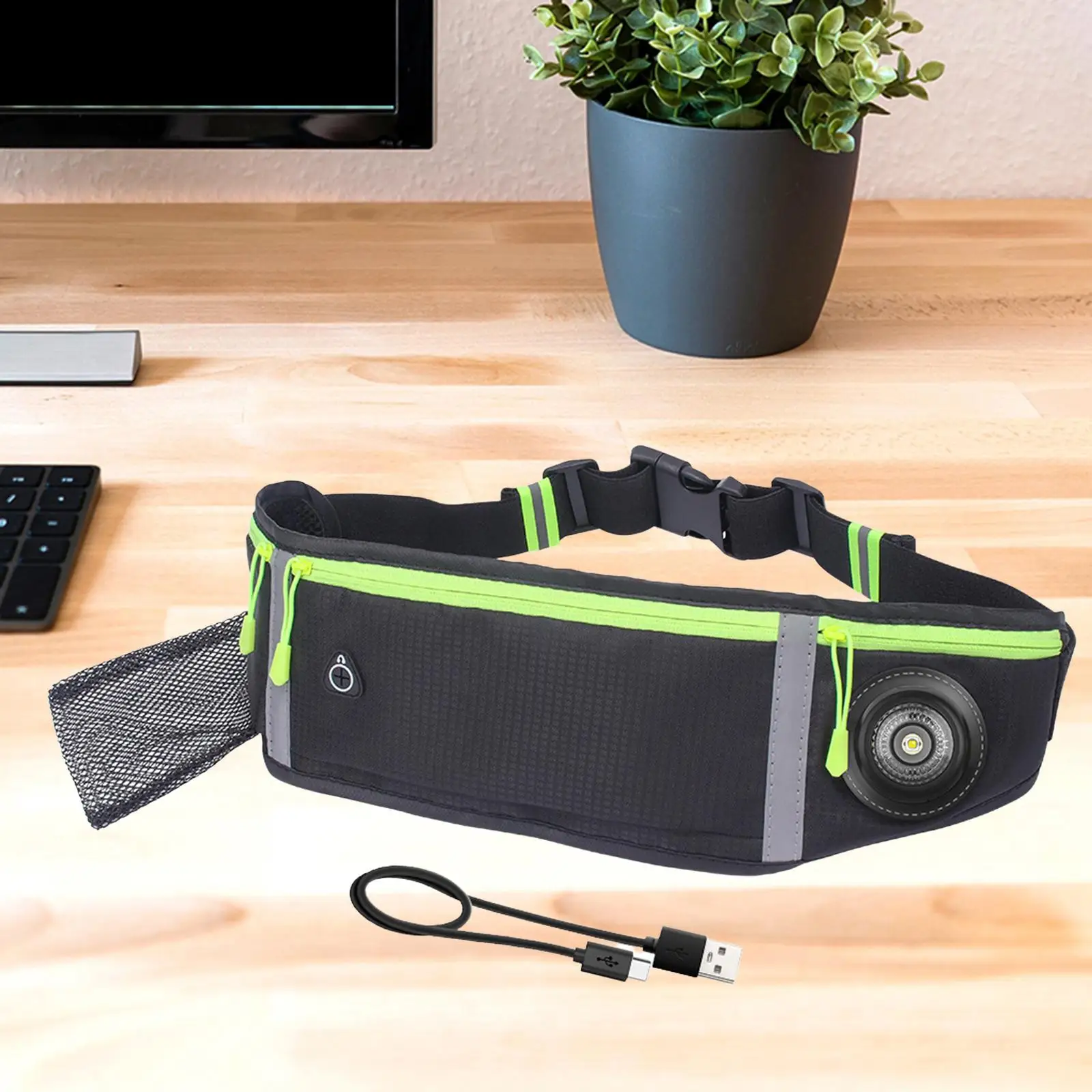 Casual Waist Belts Pouch LED Lights USB Charging for Running Exercise Hiking