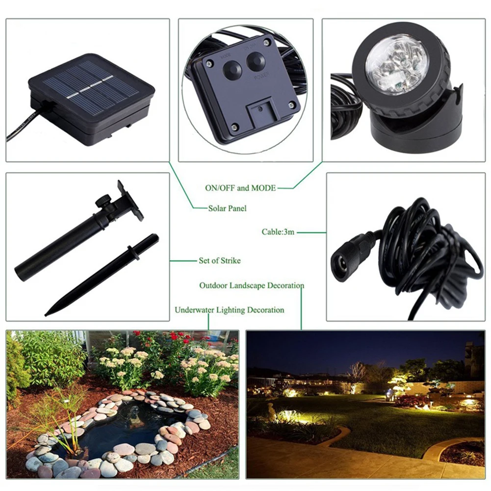 Waterproof Outdoor UV Solar Spot Lamp Light Garden Pool Pond Lights outdoor solar color changing lights