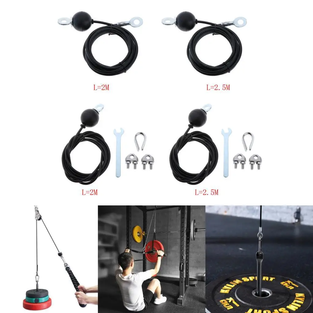Fitness LAT and Lift Pulley System, Thick 6mm Heavy Duty Steel Wire Rope Adjustable Length  Turnhalle Trainning Equipment