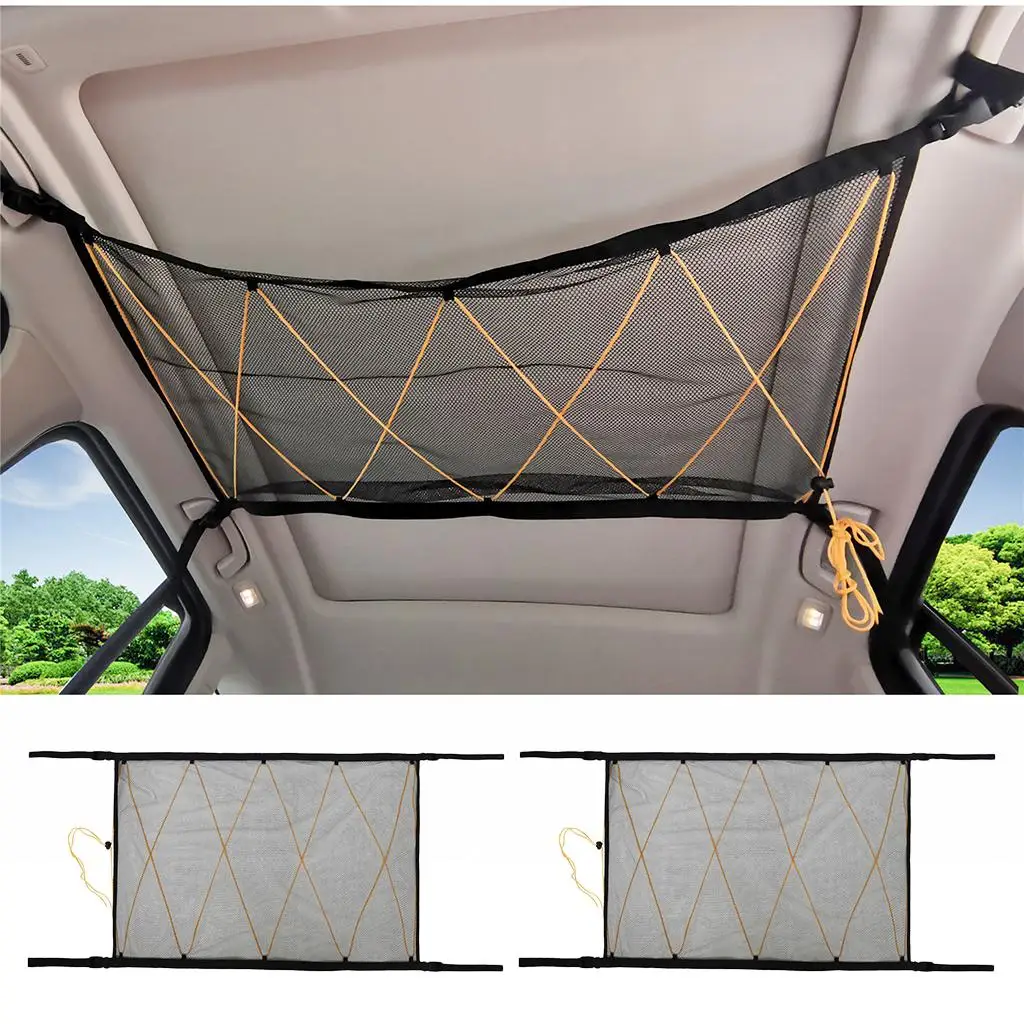 2x Car Roof Interior Ceiling Mesh Bag Pouch Organizer for  Van 
