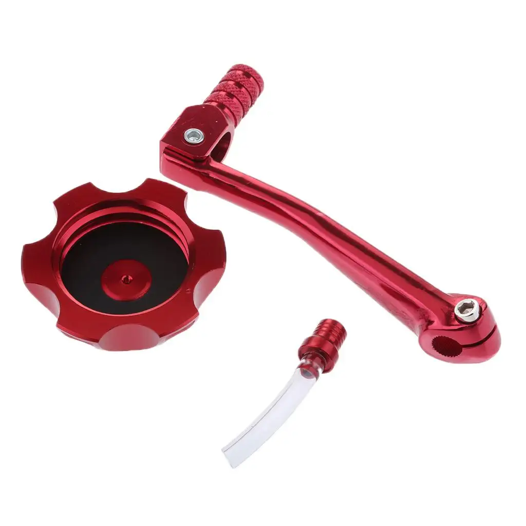 Red Folding 11mm Gear Shifter Lever + Gas Fuel Tank Cap for CRF50 125cc Pit Dirt Bike