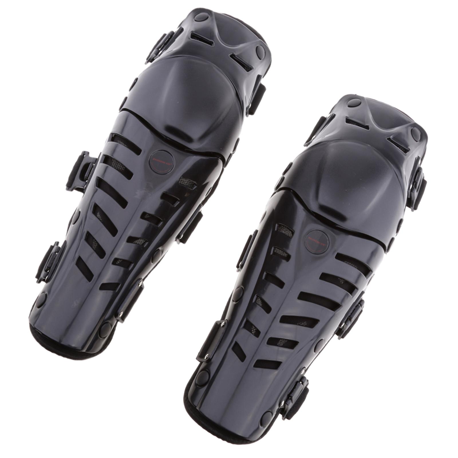 Motorcycle ATV Motocross Adjustable Elbow Knee Shin Guard Pad   for Motorbike Mountain Biking, Black