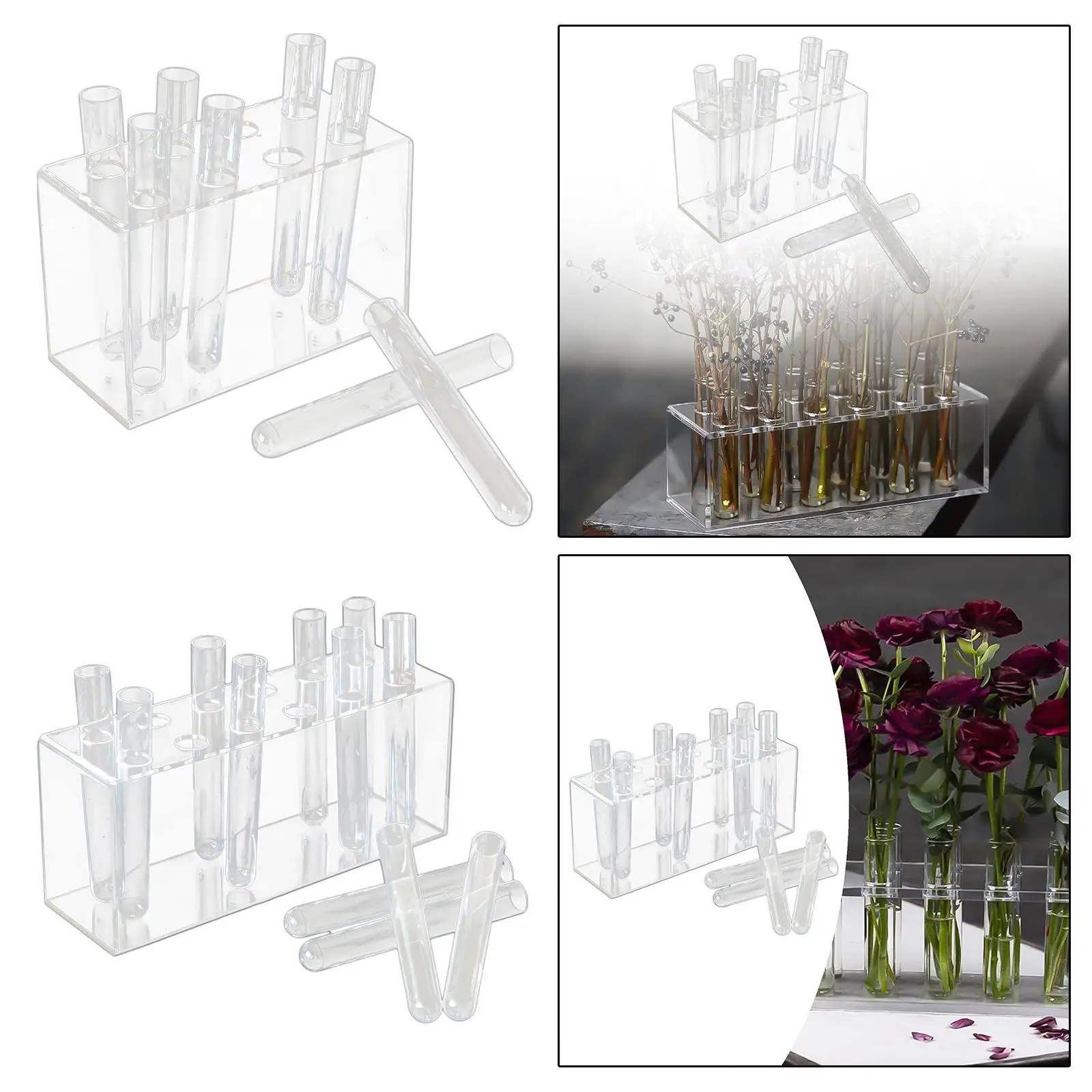 Hydroponic Vase Flower Bud Vase Decorative Acrylic Test Tube Vases Terrarium Planter for Home Office Centerpieces Propagating