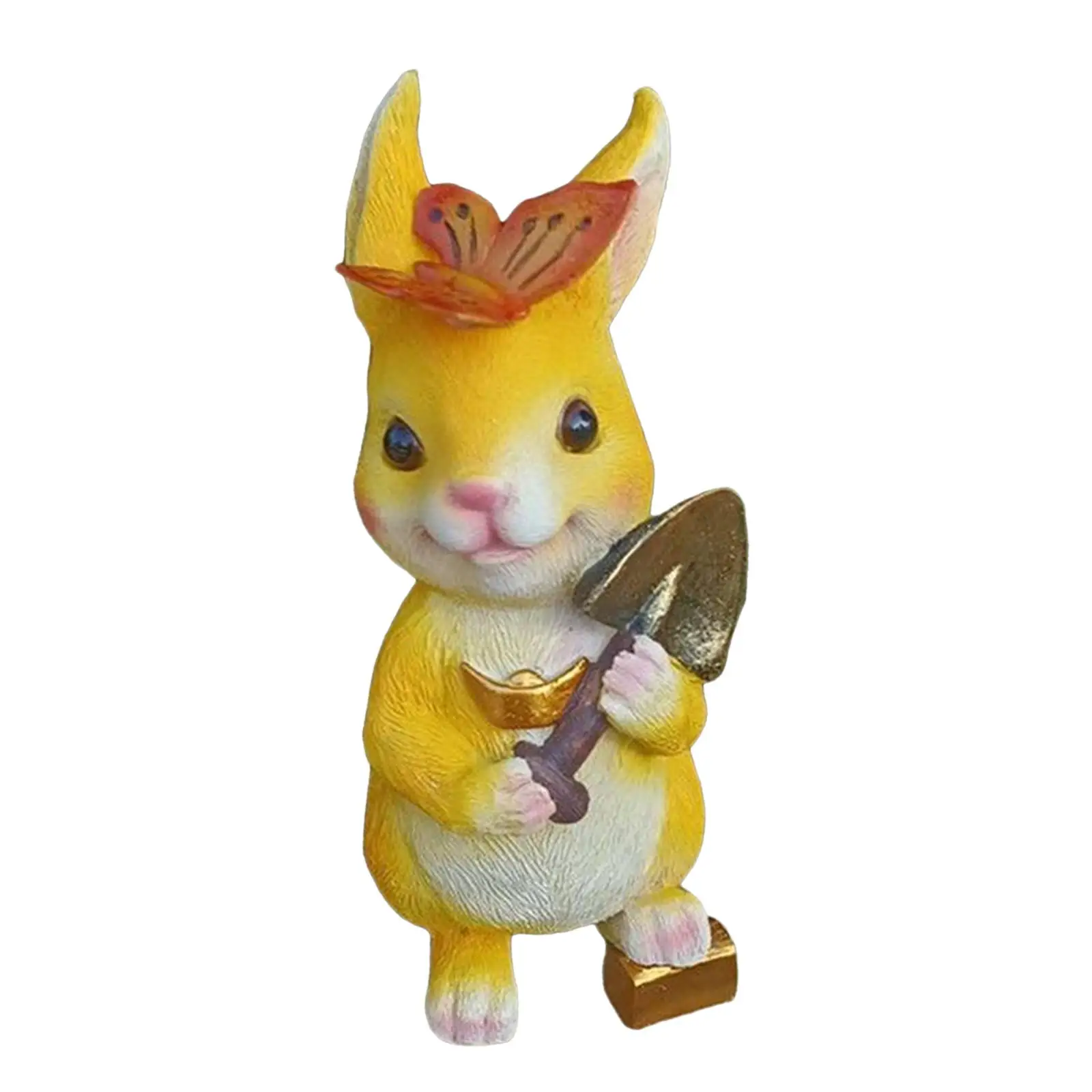 Cute Rabbit and Butterfly Resin Statue Balcony Lawn Yard Figurine Decoration