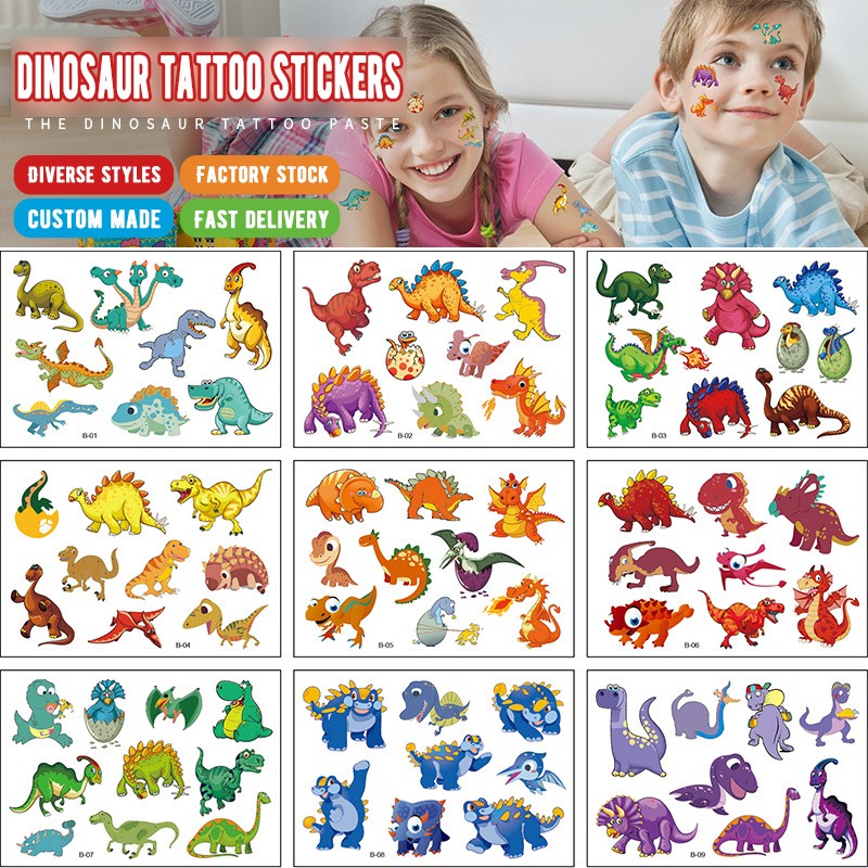 Best of 12 Pack Dinosaur Tattoo Stickers Children's Tattoo Stickers Personality Animal Cartoon Disposable Tattoo Stickers Tattoo Reviews & Tips