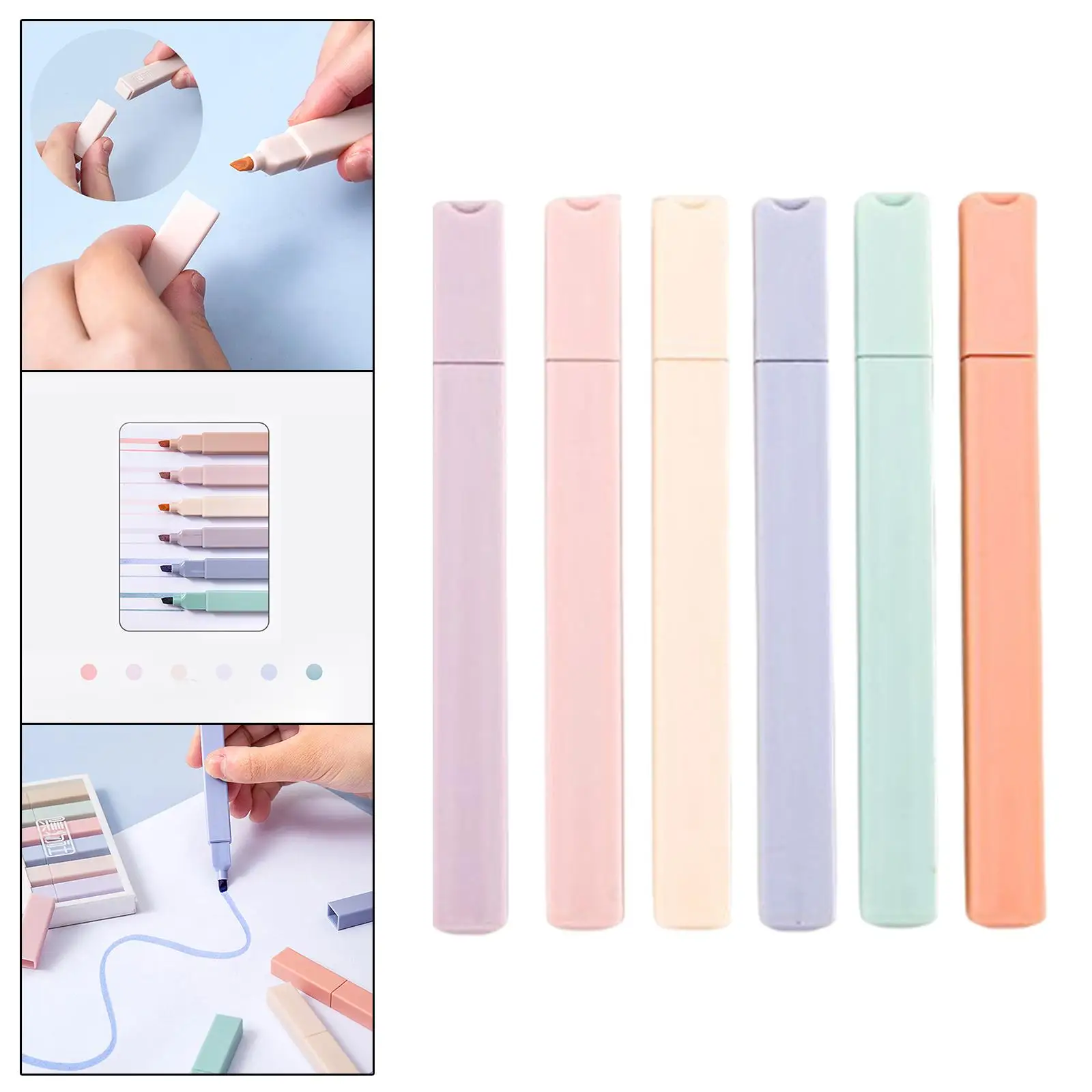 6x Soft Tip Highlighters Accessories Writing Supplies Aesthetic Cute Fluorescent for Adults Kids Office Youth Journaling