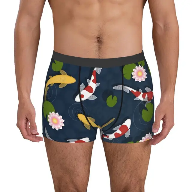 Koi Fish Pond Underpants Homme Panties Male Underwear Sexy Shorts
