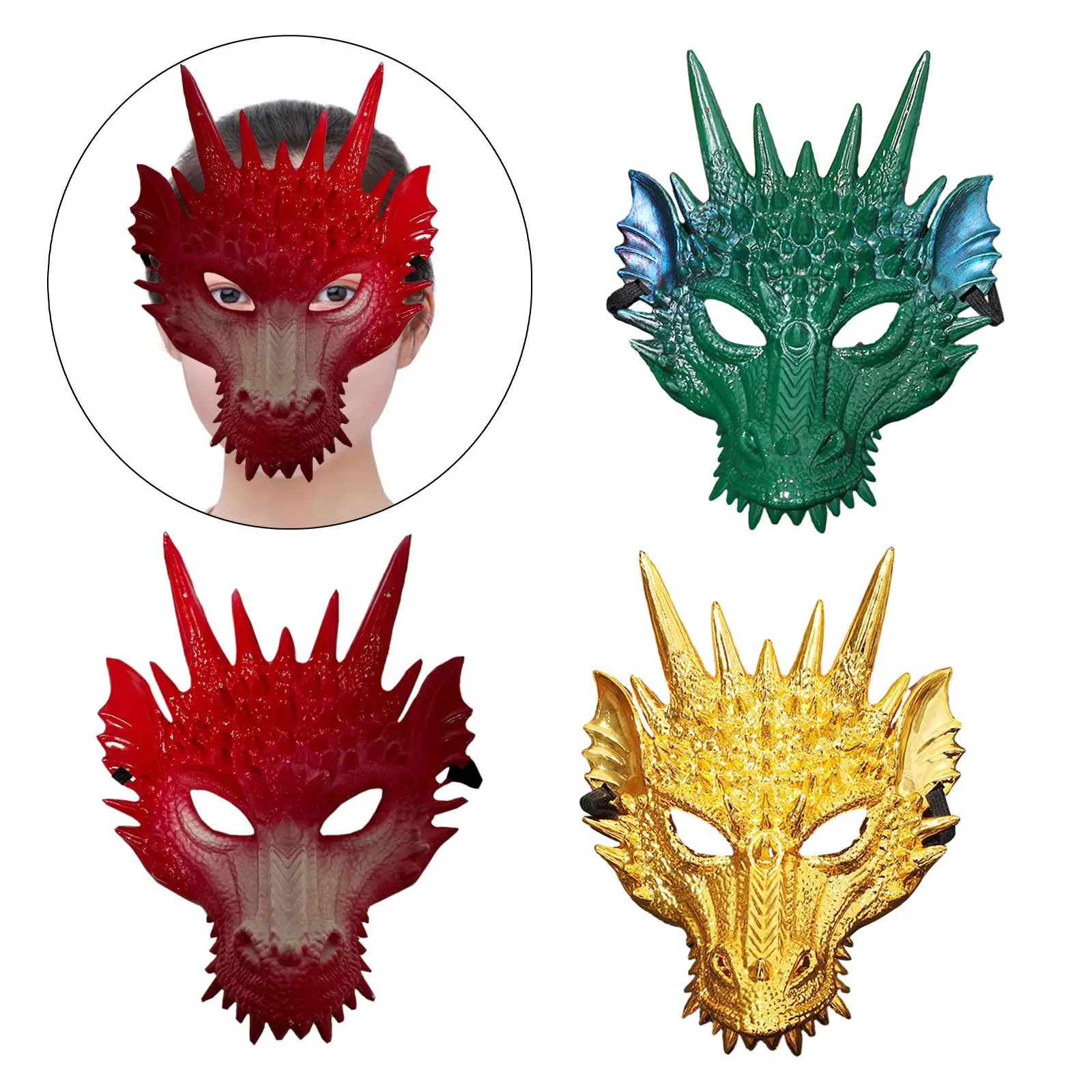 Dragon Head Mask Women Men Halloween Costume Movie Theme Props Animal Mask for Pretend Play Dress up Masquerade Nightclub Party