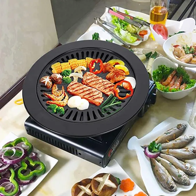 Title 4, Round Iron BBQ Grill Pan Korean Meat Roast BBQ ...