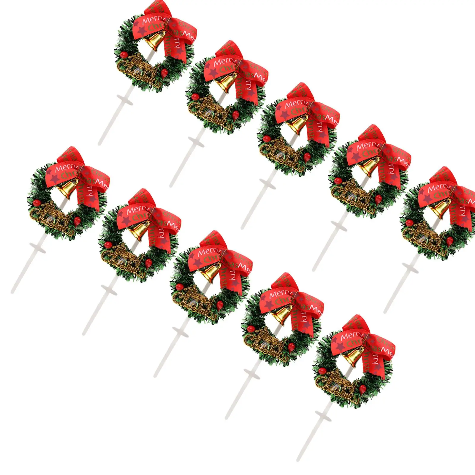 10Pcs Mini Christmas Wreaths Window with Bow Artificial Christmas Wreaths
