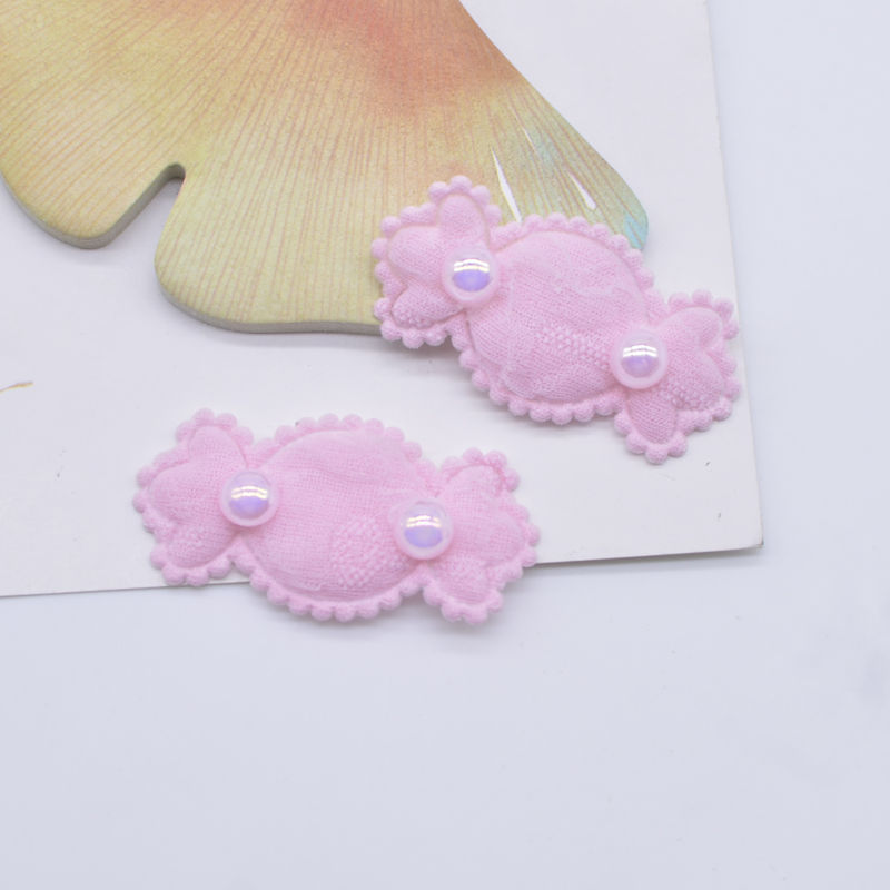 20 Stücke 40*20mm Tuch Süßigkeiten mit Perle für Kleidung Hut Patches Nähen Handwerk Socken Handschuhe Schuhe Aufkleber Kopfbedeckung Dekor Zubehör – Detail 3