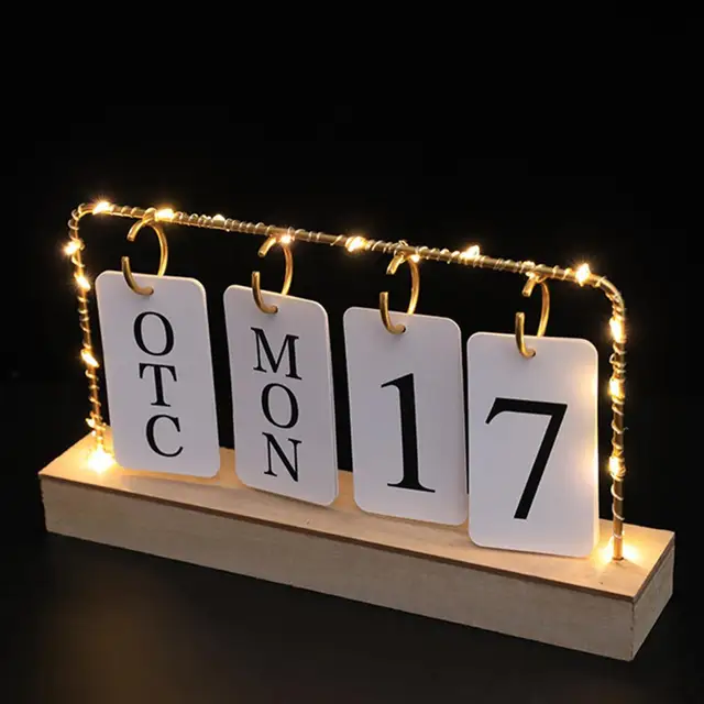 Cornice in metallo luci a LED Decor calendario da tavolo a forma