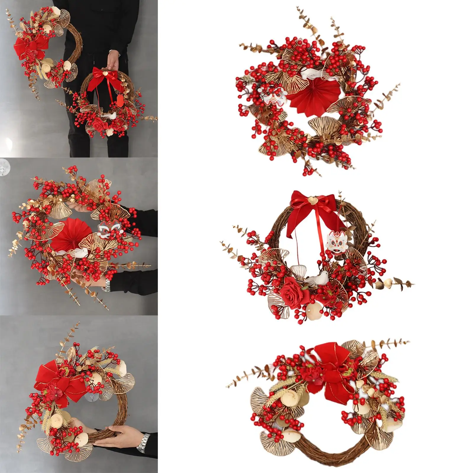 Decorative Red  Wreath  Handmade Novelty Winter Wreath Garland  Party 