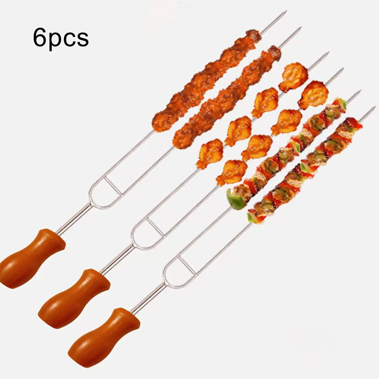 6x Roasting Sticks BBQ Skewers Barbecue Forks with Storage Bag for Grilling