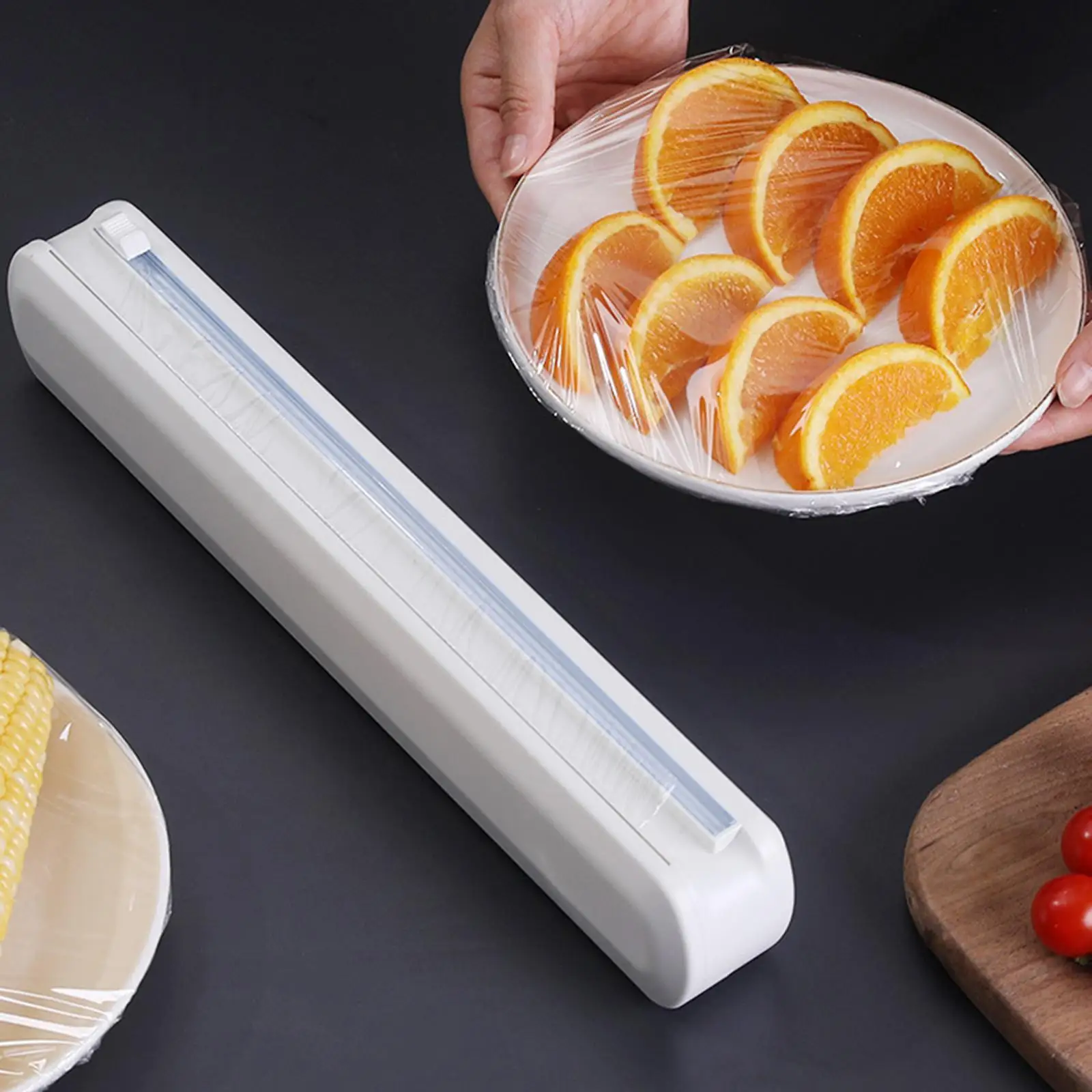 Reusable Cling Film Cutting Box Double Elastic Buckle Kitchen Tool Food Wrap Dispenser Plastic Wrap Cutter for Restaurant