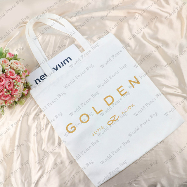 1 pc Jungkook Kpop Golden Album pattern Tote Bag Canvas Shoulder