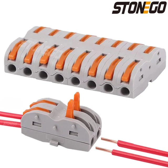 Connettore del cavo elettrico STONEGO morsettiera Push-in connettori  universali per cavi di cablaggio rapido per il collegamento del cavo -  AliExpress