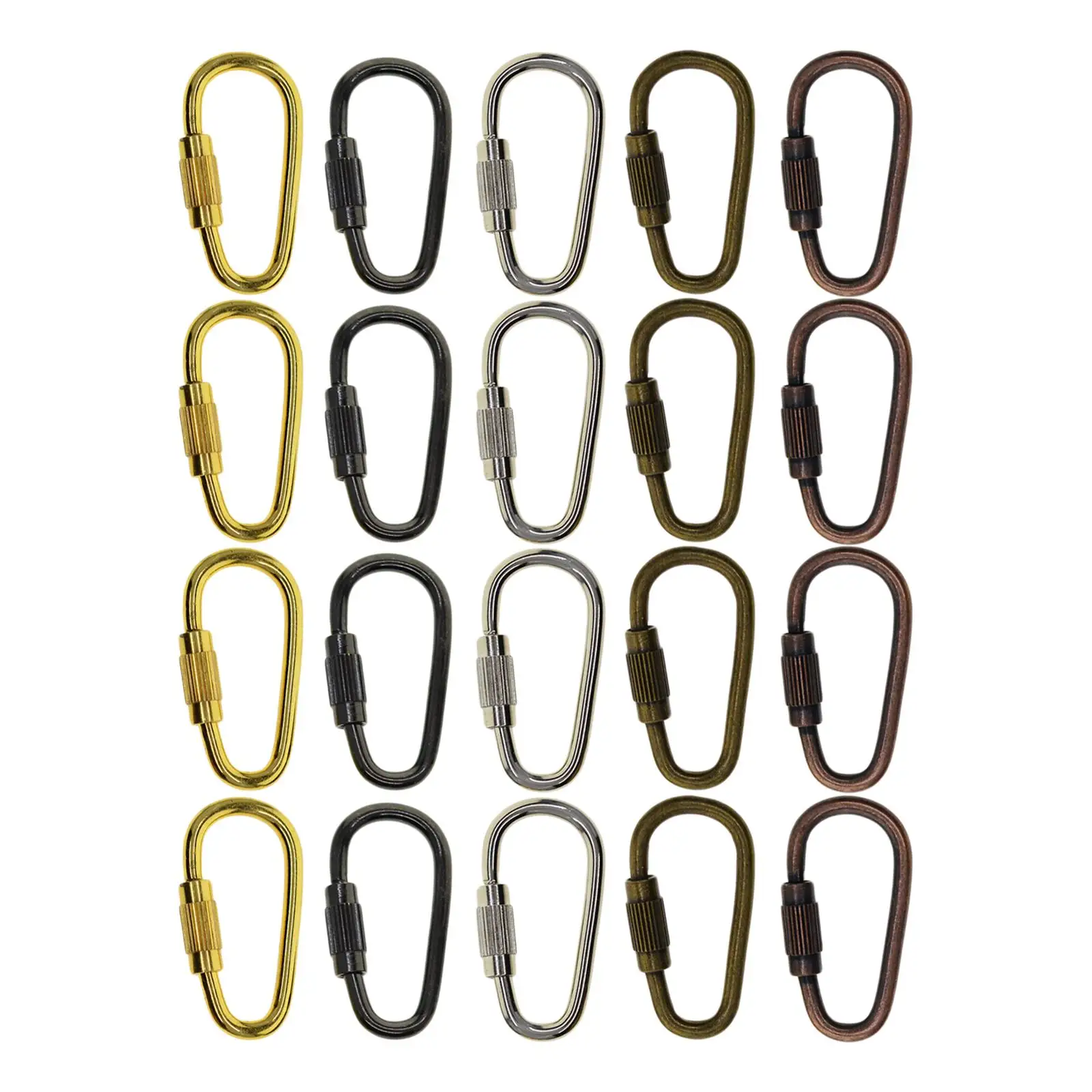 20Pcs Mini Keychain Carabiner Clasp D Ring Carabiners Screw Lock Buckle DIY