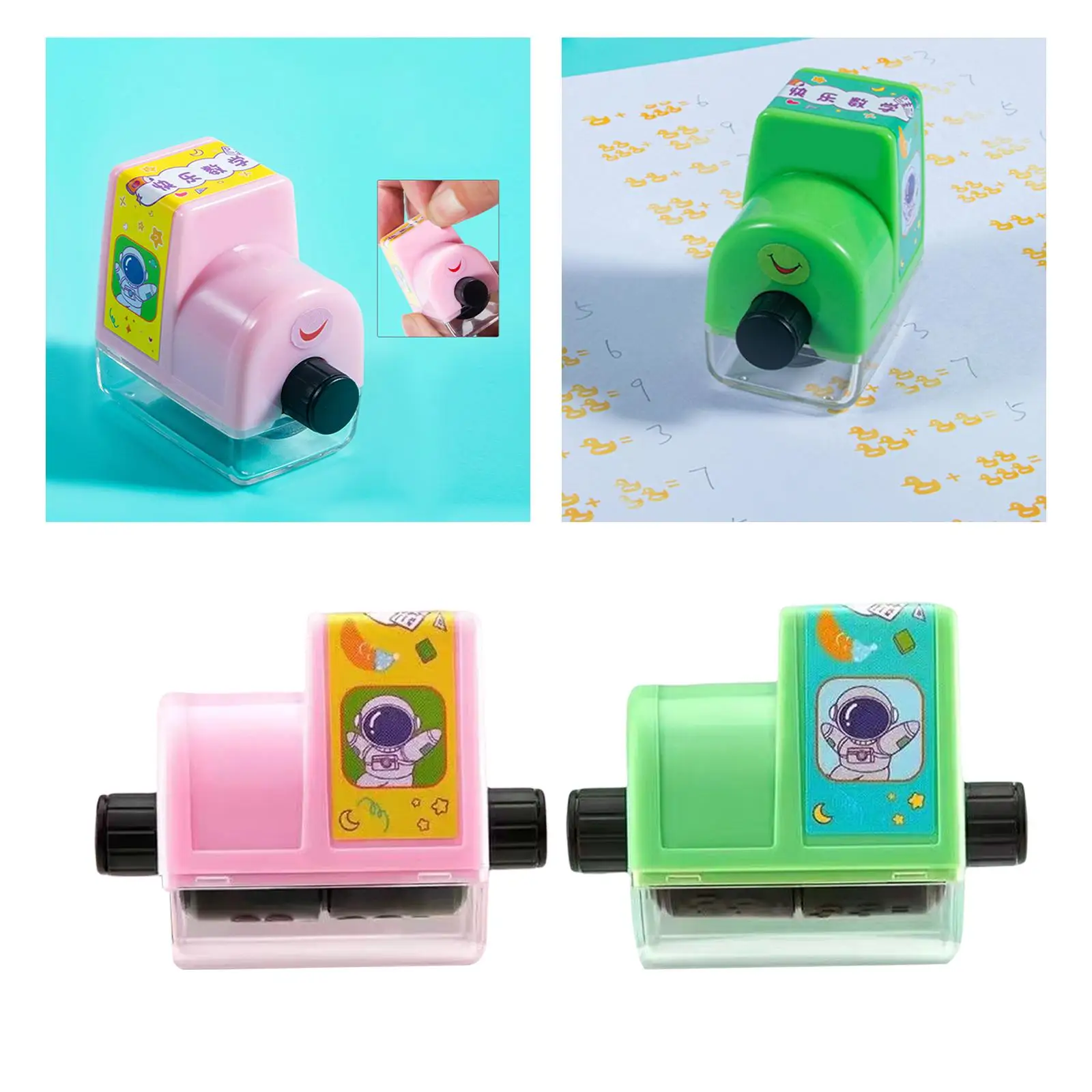 Reusable Math Learning Stamps Math Trainer Roller Stamp Learning Educational Toy Mathematics Learning Aids for Preschool Kids