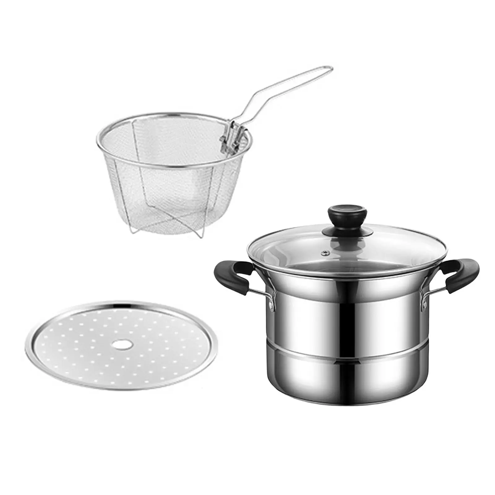 Stainless Steel Saucepan with Glass Lid Handle Milk Pan Kitchenware Cooking Pot for Indoor Outdoor Backpacking Kitchen Cooking
