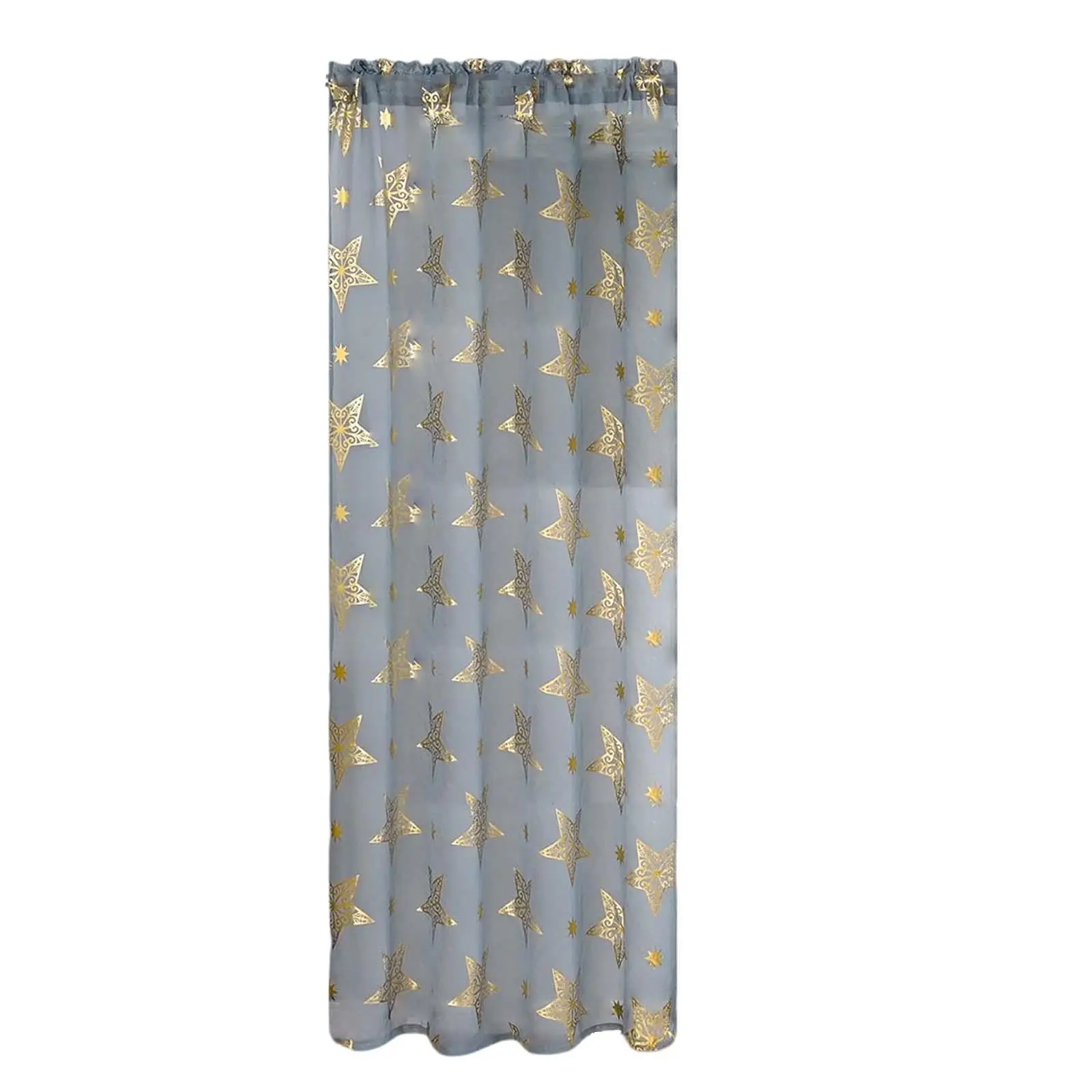 Voile Curtains Translucent Privacy Voile Drapes Star Printed for Living Room
