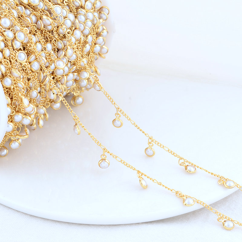 1,5 MM 14 K Gold Farbe Überzogene 5 MM Künstliche Perle Kette für DIY schmuck handgemachte armband halskette kette material DIY – Detail 3