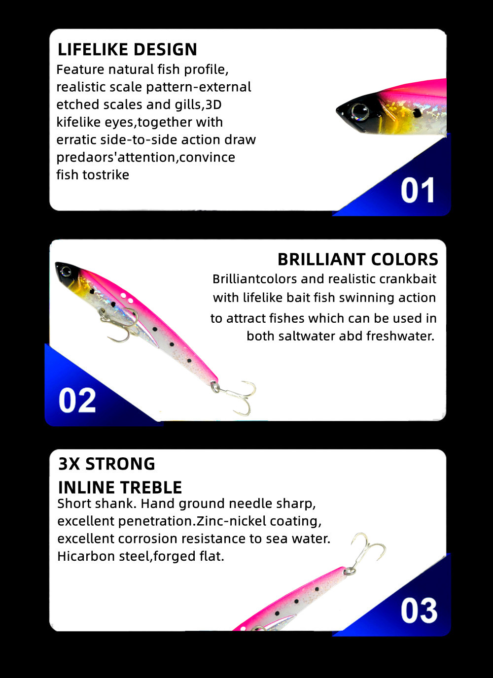 110mm 44g Sinking VIB Angeln Köder Forelle Bass Köder Salzwasser Swimbait Metall Jig Wobbler Angeln Pesca Metall Vib locken – Detail 4