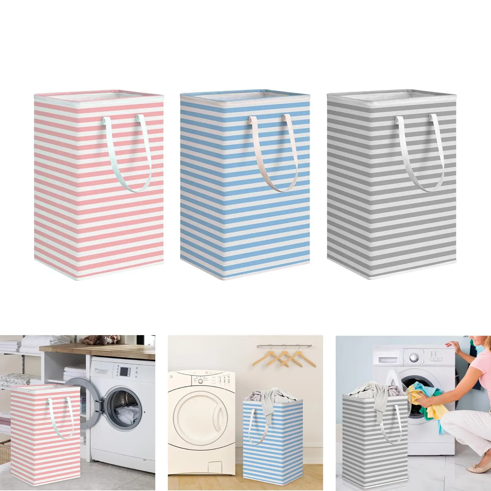 Waterproof 75L Collapsible Large Laundry Basket with Easy Carry Handles Laundry Hamper for Apartments Utility Room Bedroom Dorm
