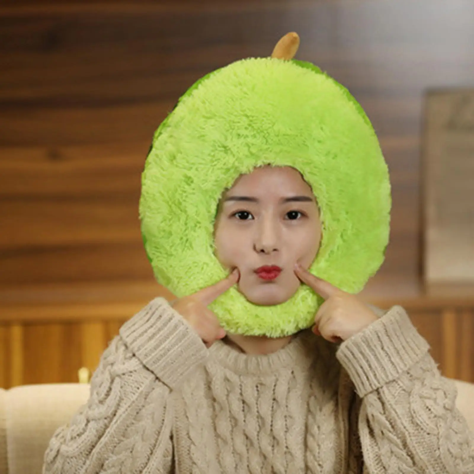 Funny Plush Doll Fruit Headgear Hat Cosplay Photo Props Warm for Fancy Dress